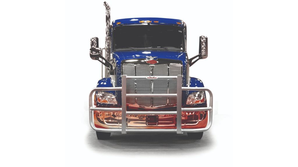 Blue Truck with RIGGUARD Grille Guard on White Background