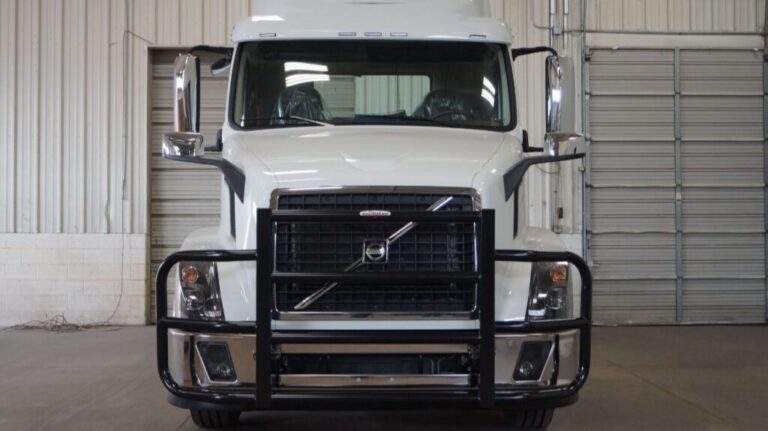White Volvo Semi in Warehouse with Black RIGGUARD Grille Guard
