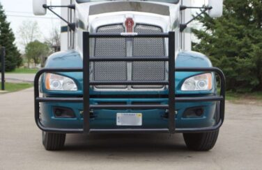 Black RIGGUARD Grille Guard on Blue Kenworth Truck
