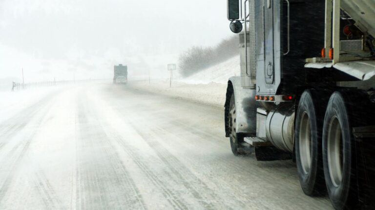Semi on Snowy Icy Road