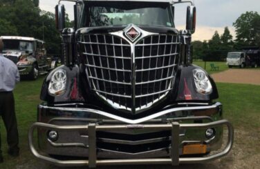 Black International Truck on Grass with RIGGUARD Grille Guard