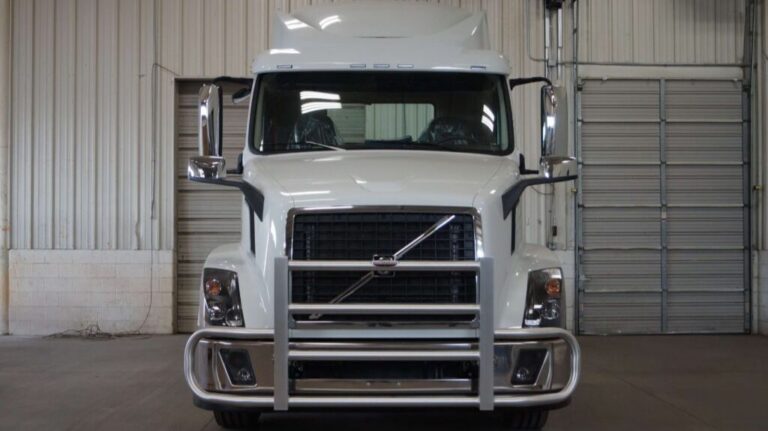White Volvo Truck in Warehouse with RIGGUARD Grille Guard
